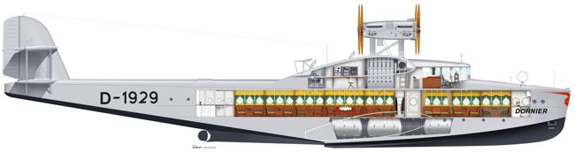 Schnittgrafik Dornier Do X. Vektorgrafik und Bildbearbeitung. 